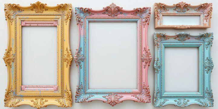 Ornate Pastel Picture Frames Collection for Art Display and Decoration