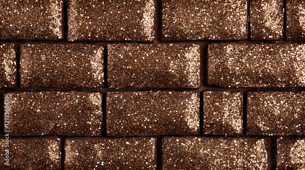 Poster bronze glitter rectangular objects in brick pattern