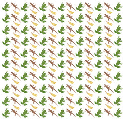 frog, lizard with wheat as a pattern background