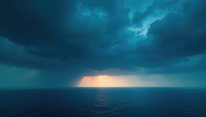 Fototapeta premium Dark and ominous clouds fill the abstract horizon, blue, atmosphere