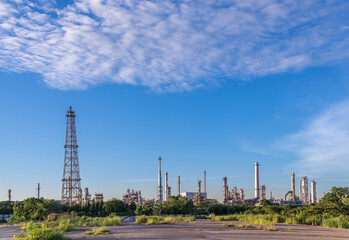 oil refinery plant with blue sky.