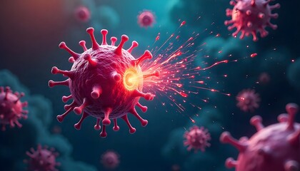 world tuberculosis day a creative illustration of a bacterium being attacked by immune cells, representing the body's fight against tuberculosis infection