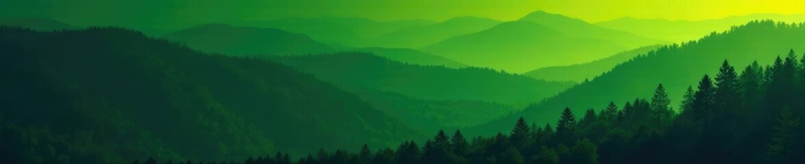 Fototapeta premium Navy blue to green gradient with horizontal yellow stripes, forest, gradient, natural