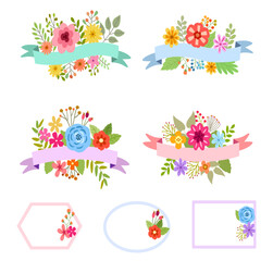 Flower and band background image, flower decoration, illustration