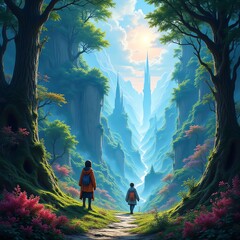 Fototapeta premium Enchanting AI-generated fantasy landscape