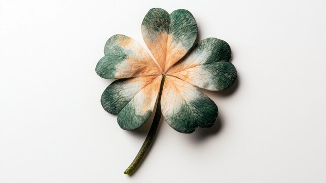 Four Leaf Clover  Green  Beige  Dried  Isolated  Nature  Botanical  Luck  Charm  St  Patri