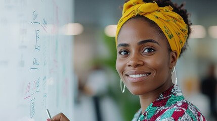 Focused businesswoman devising a marketing strategy in modern office