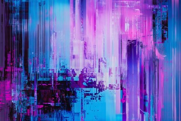 A Vibrant, Abstract Cyberpunk Metropolis of Neon Lights and Glitch Art