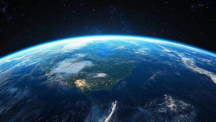 Obraz premium A Breathtaking Celestial View of Our Home Planet Earth from Outer Space, Highlighting the Vastness and Fragility of Our World.