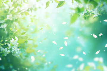 優しい新緑の背景イラスト　Generative AI