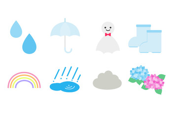 雨の季節のアイコンセット 梅雨 6月
 rainy season