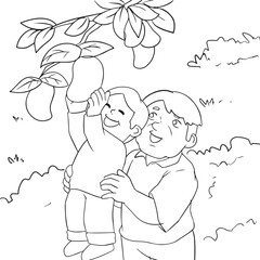 Kid Helping Each Other Coloring Page