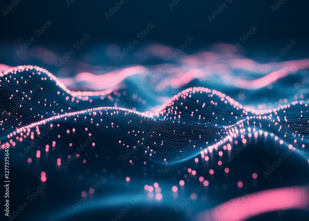 Poster abstract digital wave patterns in a dark environment