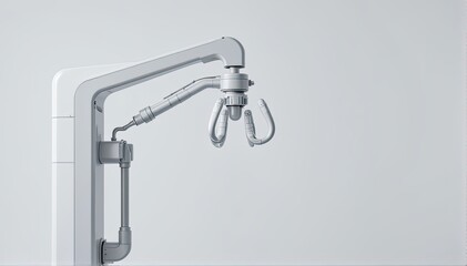 Industrial Robotic Arm with Gripper on Minimalist Background