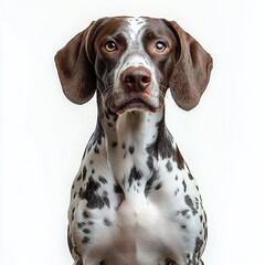 Detailed, High-Resolution Image of a German Shorthaired Pointer Dog with Short Hair (Kurzhaar), Isolated on a Clean White Background for Perfect Retouching and Visual Purposes