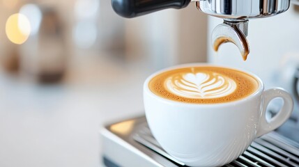 Barista skillfully crafting latte art in a modern cafe setting