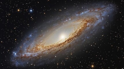 A spiral galaxy with a bright core and blue arms.