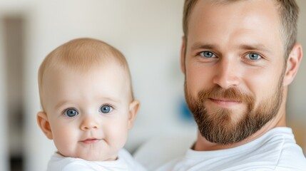 Father and son share joyful moments at home during playtime