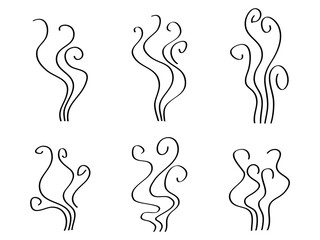 Doodle smoke, Steam design isolated on white background. vector hand drawn illustration