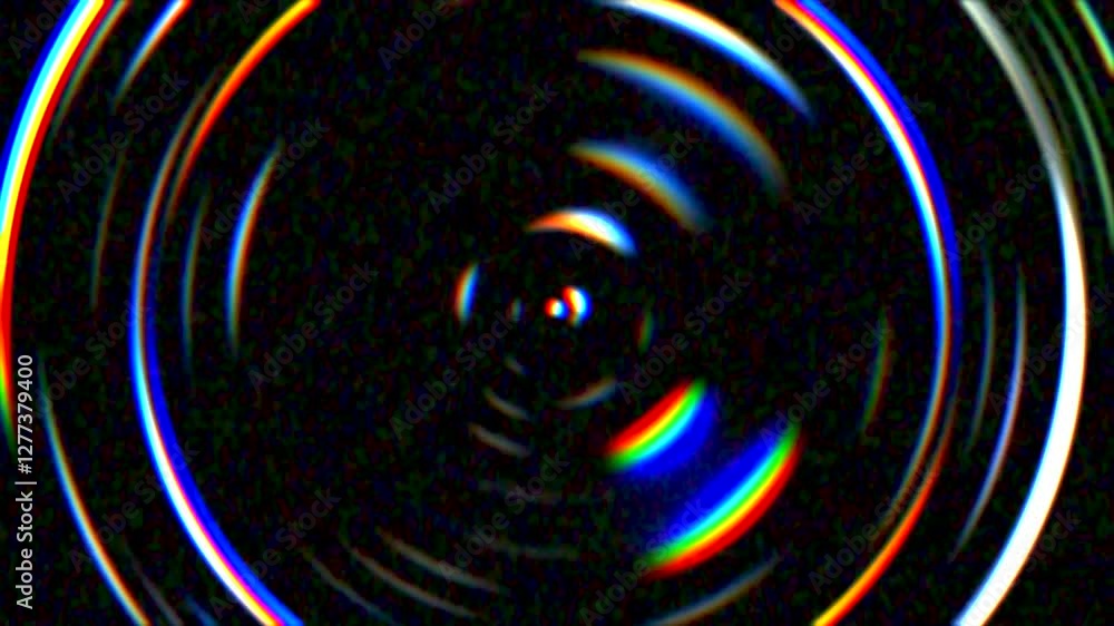 Poster blurry circle shapes animation with distortion effects and chromatic aberrations on a black backgrou