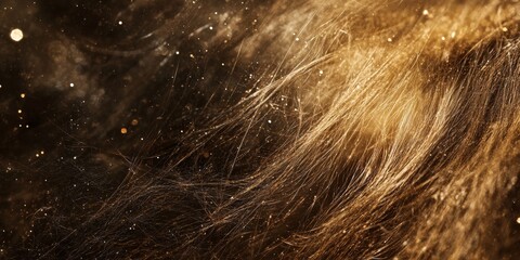 Abstract Golden Fibers in Dark Background