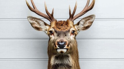 Majestic Deer Head Mount  Antlers  Wildlife  Nature Photography  White Background