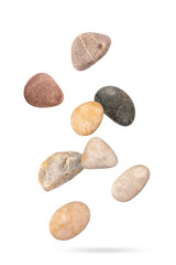 Falling stones on white background