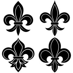 fleur de lis silhouette icons set of floral elements © Soraia Akter