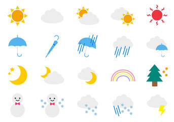 シンプルな天気のアイコンイラストセット
 weather icon