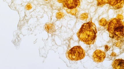 Aging cells viewed under a microscope in a research lab. Featuring oxidative stress and fragmentation