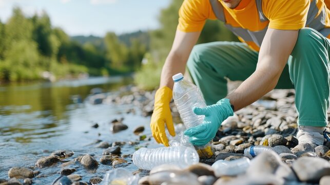 Volunteer cleans river, protecting nature and ensuring a healthier future - Powered by Adobe