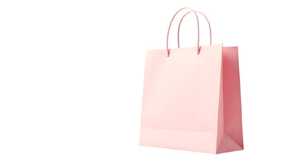 Soft pink paper shopping bag with handles against a neutral background
