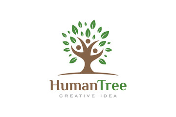 Obraz premium Creative Human Tree Concept Logo Design Template