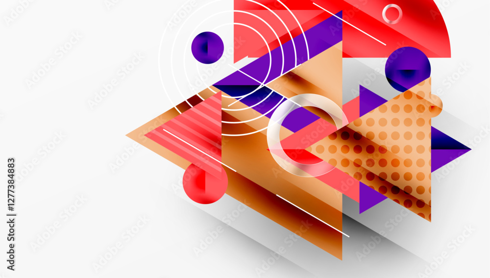 Poster sleek abstract background - layered triangles with vibrant gradient tones. semi-transparent shapes a