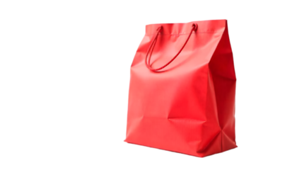 A close-up of a red paper shopping bag with a smooth and elegant finish
