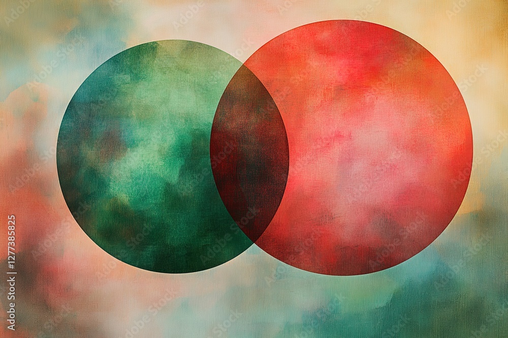 Poster abstract circles art with colorful backgrounds and textures merging with a blurry effect