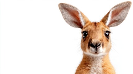 Obraz premium Kangaroo poses gracefully against a clean white backdrop showcasing its charm