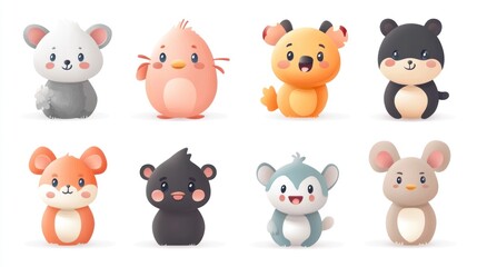 Cute cartoon animal characters.