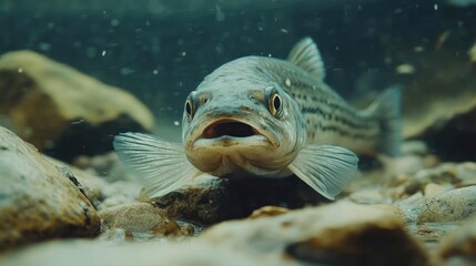 Obraz premium A close-up of a fish swimming underwater