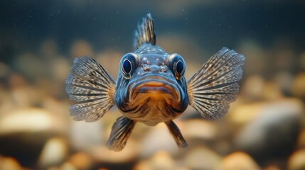 Obraz premium Close-up of a fish with large eyes and fins