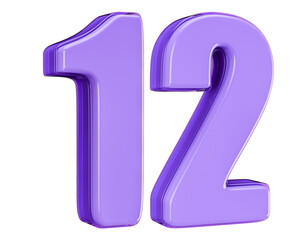 3D Purple Number 12