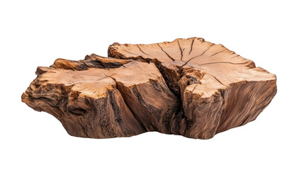 A large log with many cracks and holes