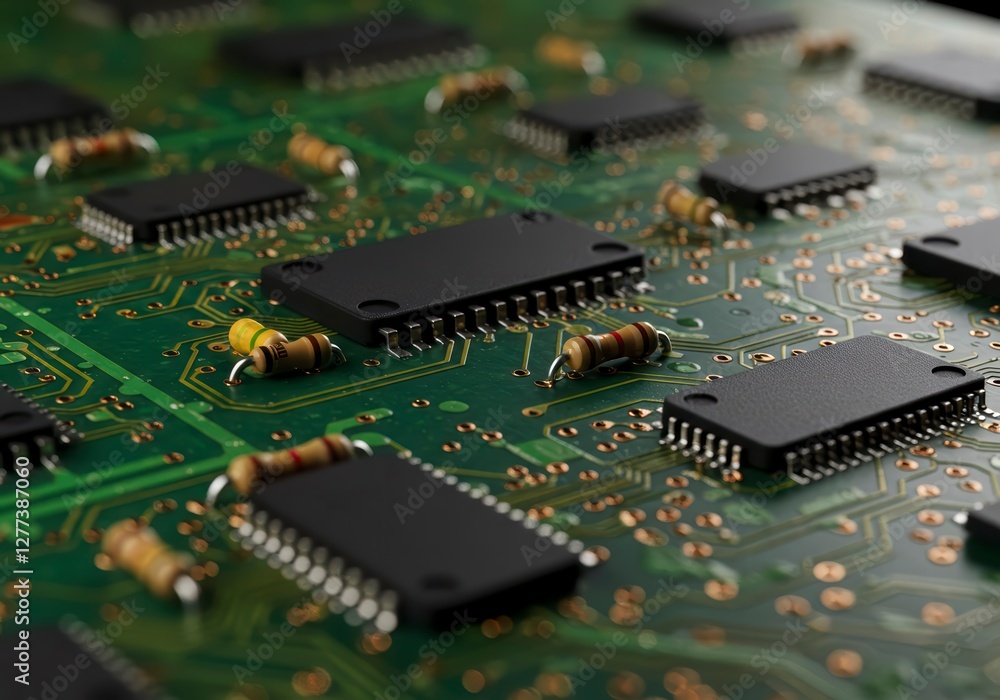 Poster detailed view of printed circuit boards with complex patterns