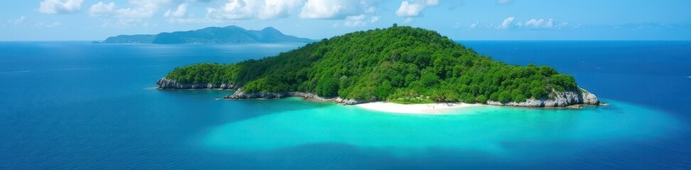 Idyllic Rab Island bay, turquoise water, Kampor Aerial view , cliffs, turquoise, view