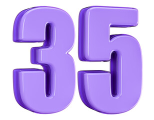 3D Purple Number 35