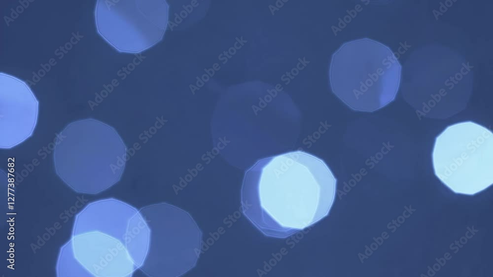 Poster abstract blue bokeh lights with hexagonal shapes on dark background. festive and dreamy atmosphere c