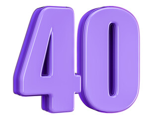 3D Purple Number 40