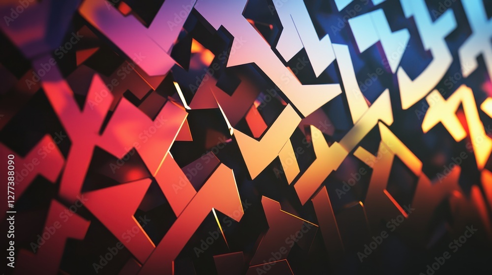Poster abstract colorful background with geometric shapes and shadows