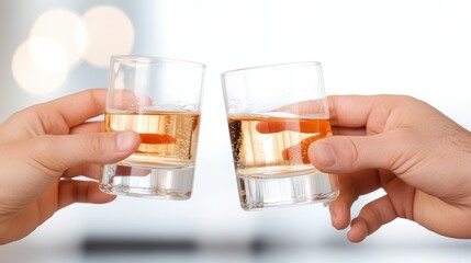 Celebrating unity and reflection while toasting with shot glasses