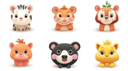Fototapeta premium Cute cartoon animal characters.
